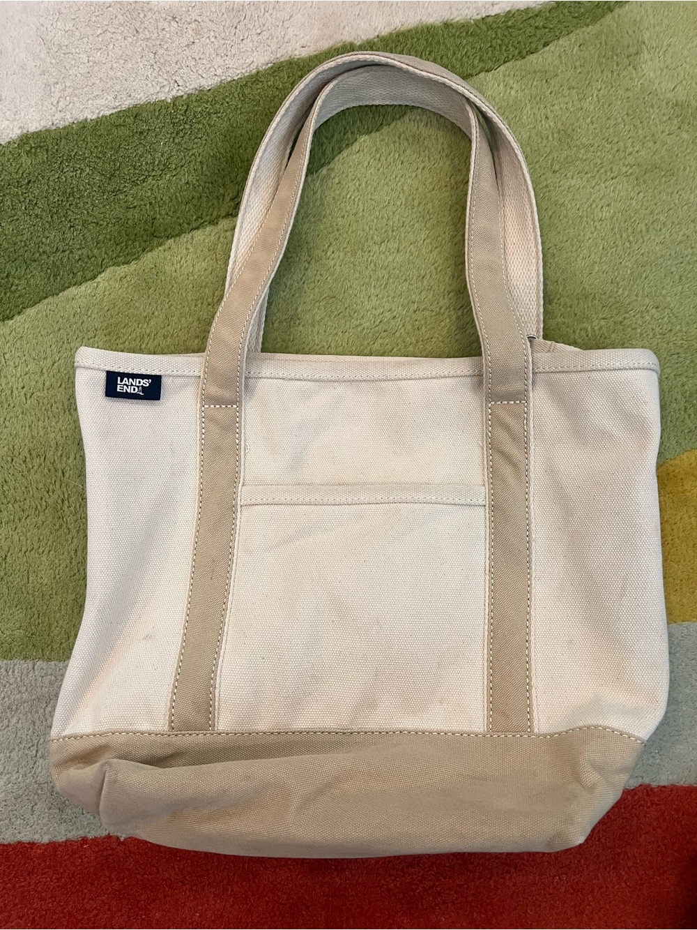 Lands' End Beige Canvas Duffel Tote